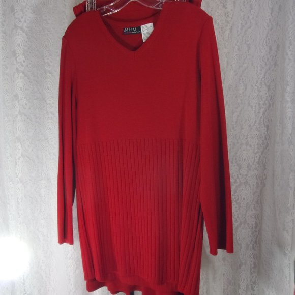 MHM Fashions 2 pcs. Red Sweater Skirt Set Size L NWT - Picture 2 of 5